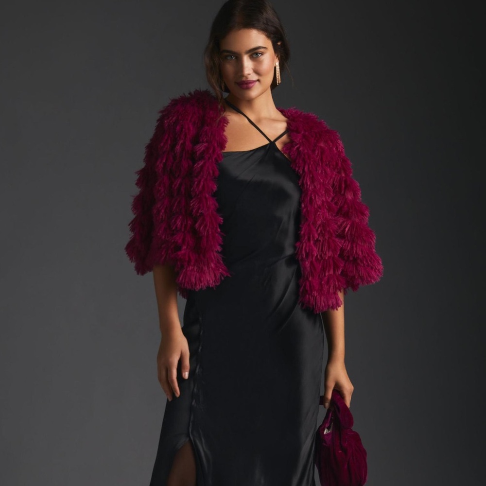NWOT Anthropologie Faux Fur Cape in Pink